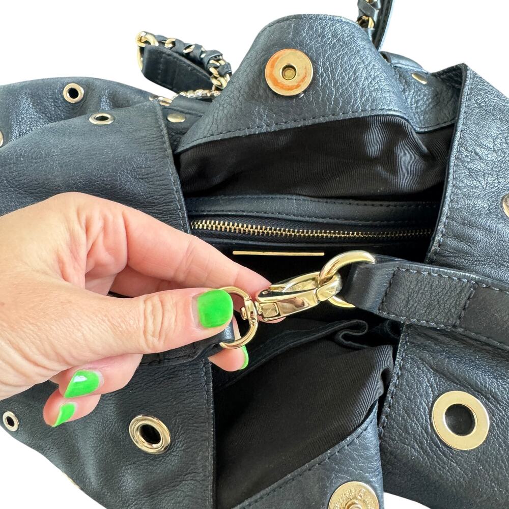 Reiss Navy Leather Grommet Bag - Picture 9 of 15